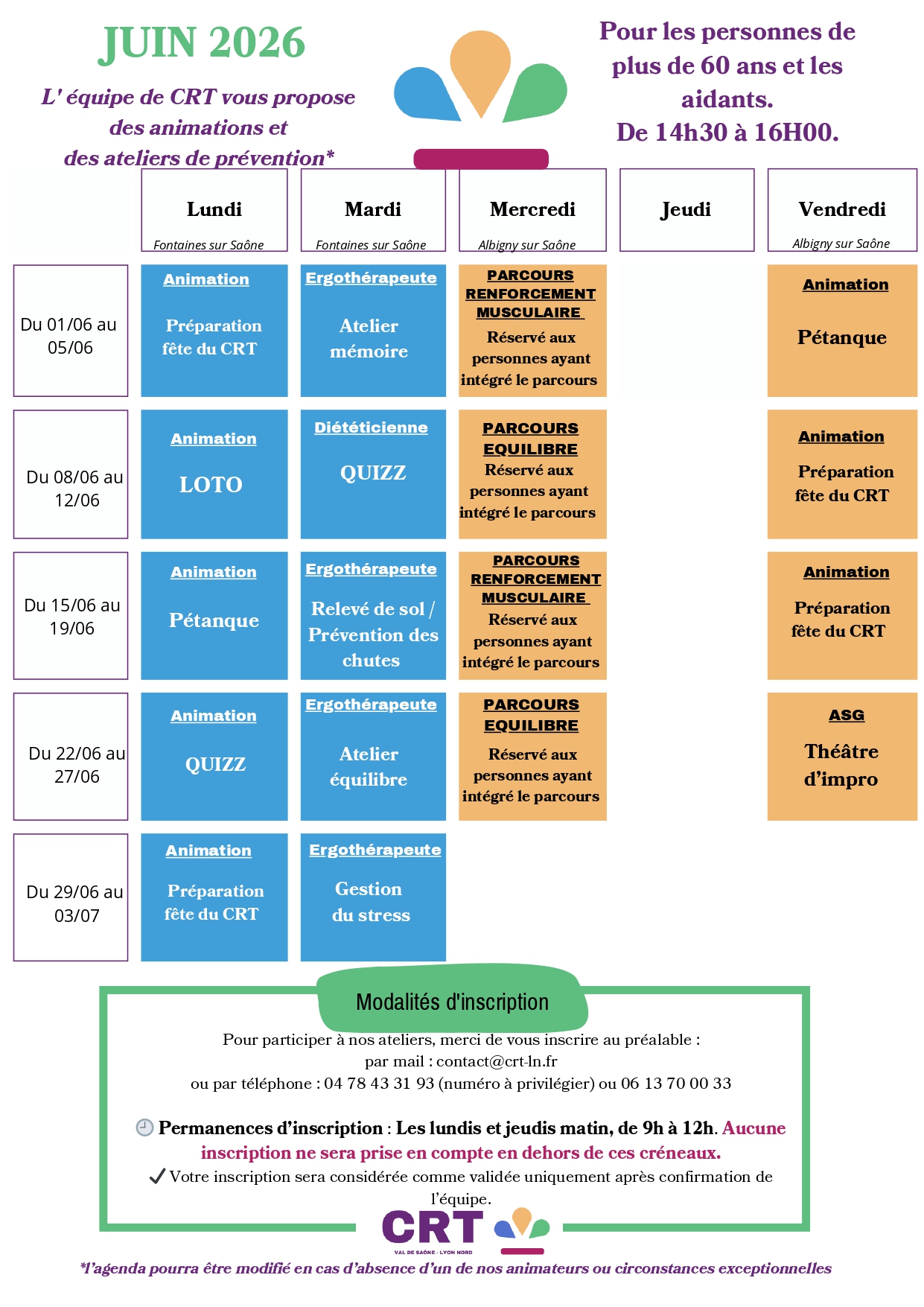 Planning juin CRT