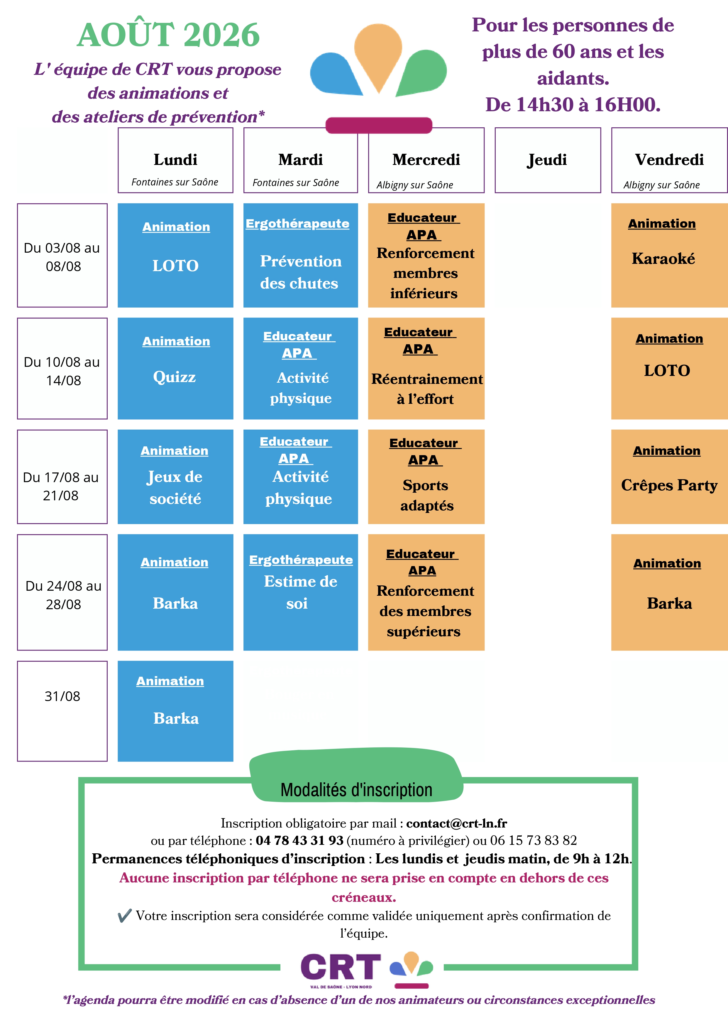 Planning août CRT
