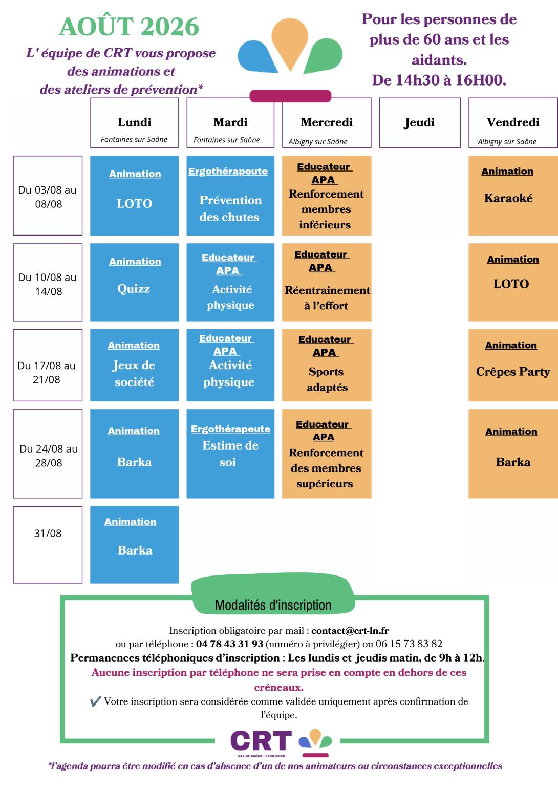 Planning août CRT
